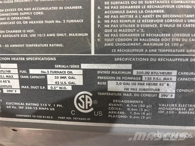 Frost Fighter Fighter 350000 BTU Space Heater Verhittings en ontdooi apparatuur