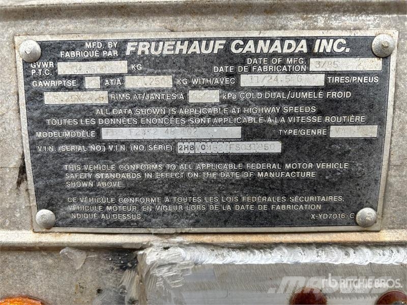 Fruehauf 48 ft x 102 in T/A Tool Crib Van Trailer Rimorchi cassonati