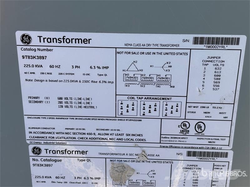  G F 225 KVA Transformer Sonstige Baumaschinen