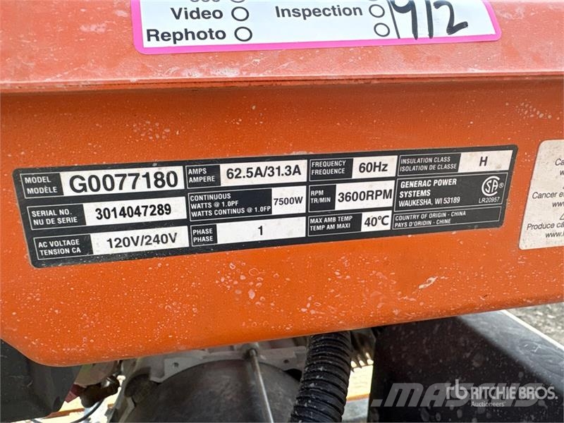 Generac 7.5 kW Generator Set ディーゼル発電機