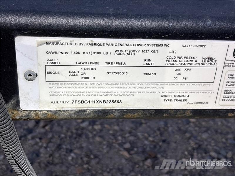 Generac MDG25IF4 20 kW Mobile Generator Set (Inoperable) Diesel Generatoren