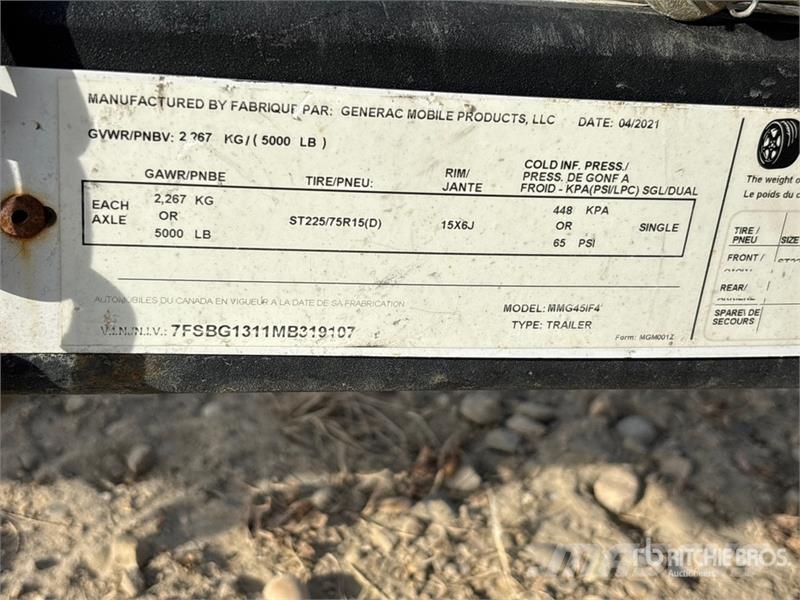 Generac MDG45IF4 38 kW Mobile Generator Set (Inoperable) Dizelski agregati