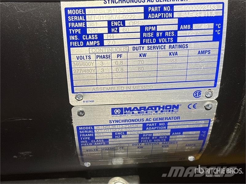 Generac MDG75DF4CAN6 60 kW Mobile Generator Set (Inoperabl Dízel áramfejlesztők
