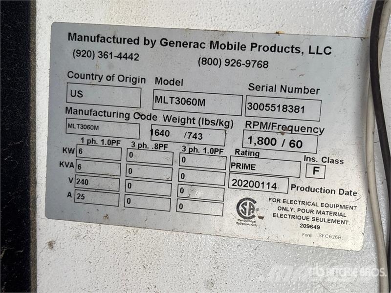 Generac MLT3060M 6 kW Light Tower (Inoperable) أبراج خفيفة