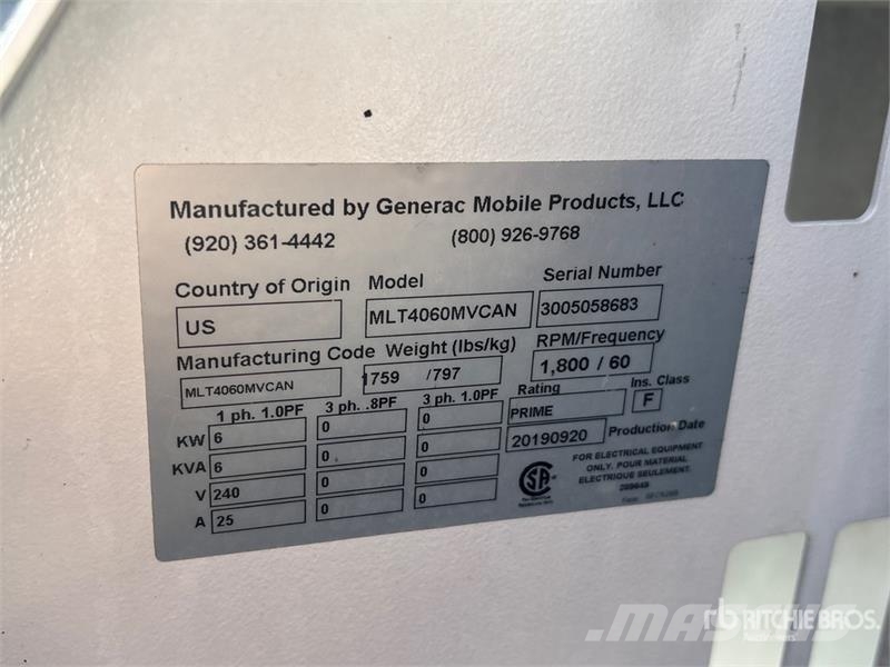 Generac MLT4060MVCAN 6 kW Light Tower Rasvetni stubovi