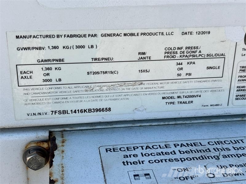 Generac MLT4200IVF4 20 kW Light Tower Valopylväät