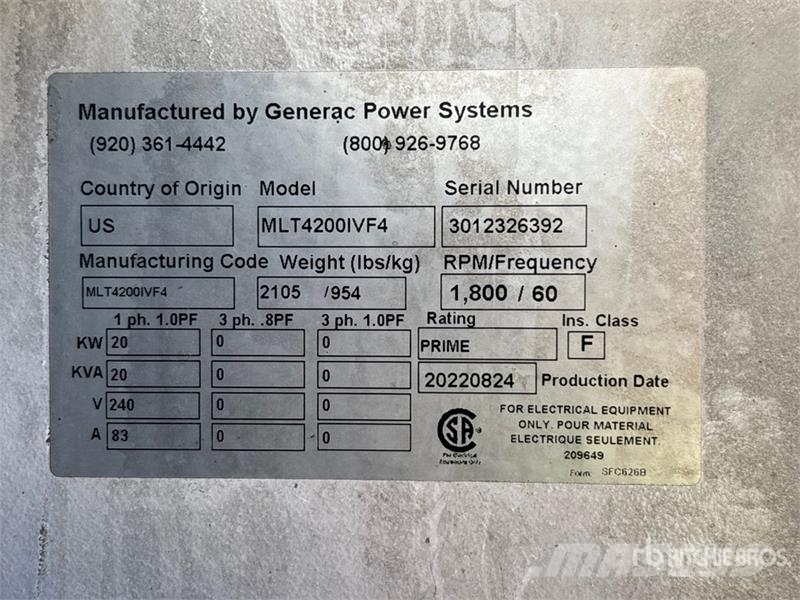 Generac MLT4200IVF4 20 kW Light Tower Lichtmasten