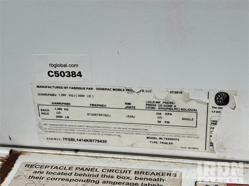 Generac MLT4200IVFA 20 kW Light Tower Lichtmasten