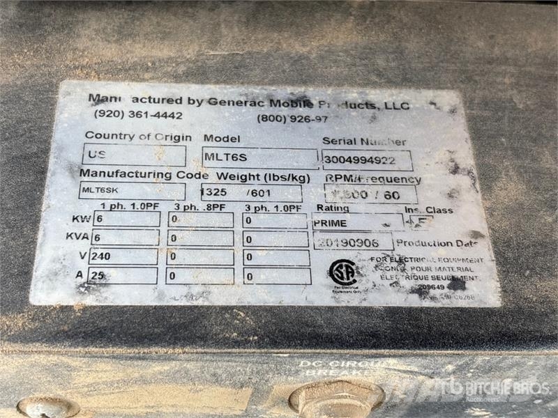 Generac MLT6S 6 kW Light Tower Lichtmasten