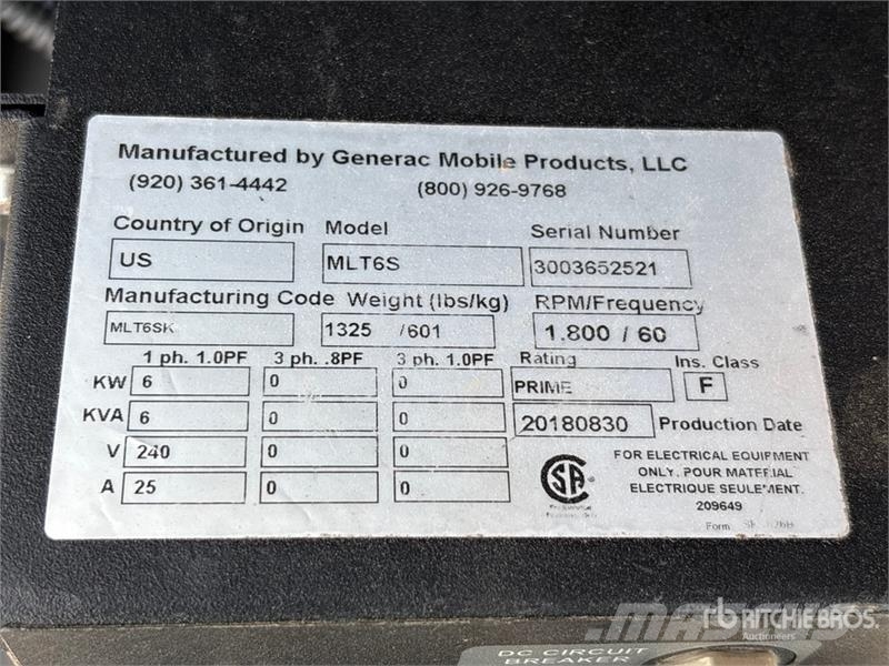 Generac MLT6S 6 kW Light Tower Svetlobni stolpi