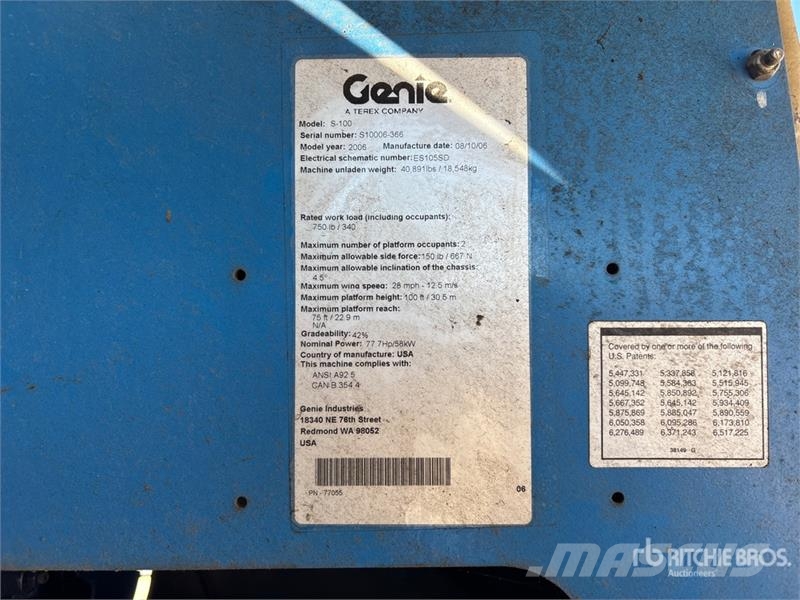 Genie S-100 4WD Diesel Telescopic Boom Lift رافعات سلة تلسكوبية