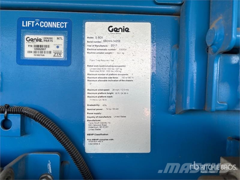 Genie S-80X 4WD Diesel Articulating Boom Lift Zglobne dvižne ploščadi