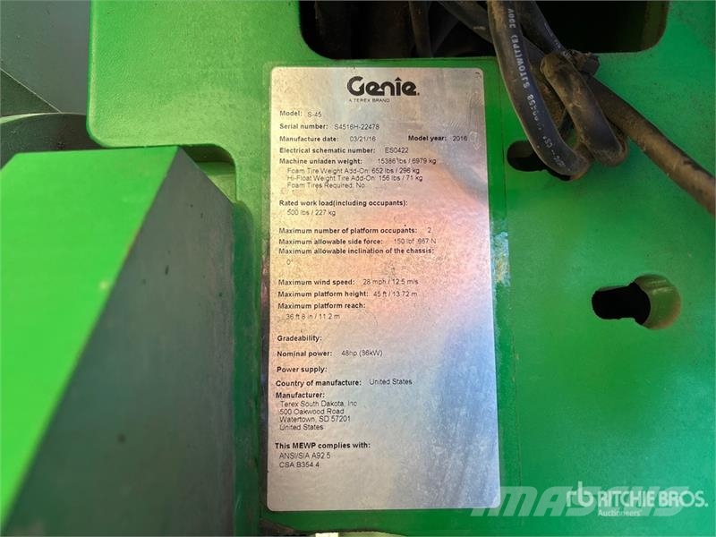 Genie S45 4WD Diesel Telescopic Boom Lift Telescopic boom lifts