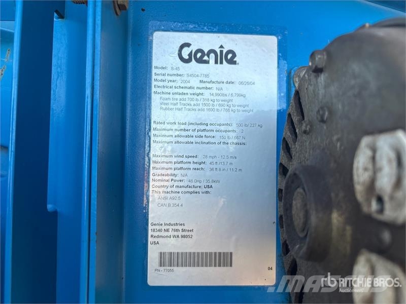 Genie S45 4WD Diesel Telescopic Boom Lift Телескопічні підйомники