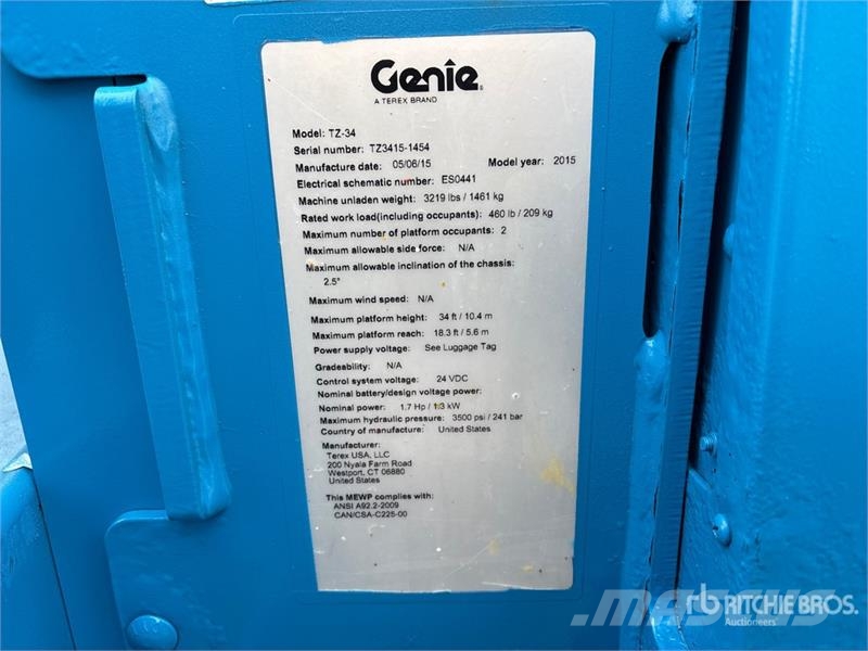 Genie TZ-34 Towable Lift Pótkocsira szerelt emelők és állványok
