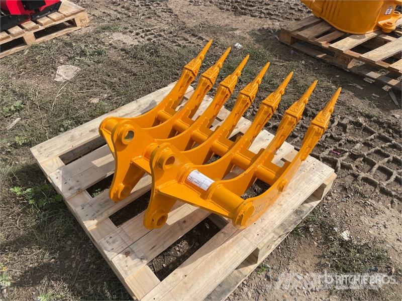GIYI 32 in Fit To Cat 305 Teeth Excavator Rake (Un Rakes and tedders