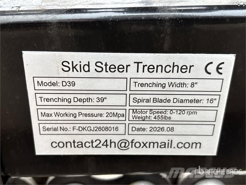 GIYI D39 39 in Skid Steer Trencher (Unused) Trenchers