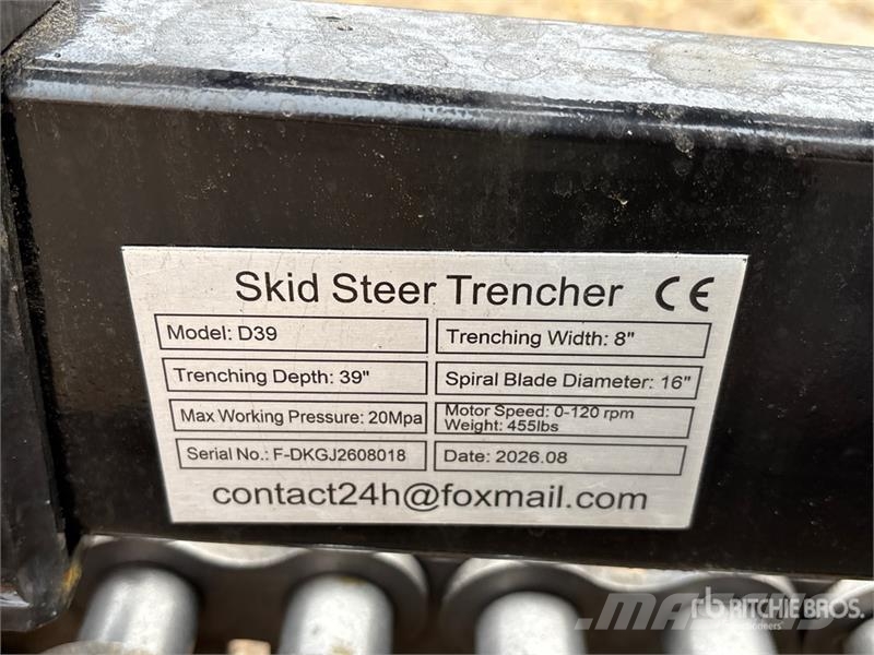  GIYI D39 39 in Skid Steer Trencher (Unused) Trenchers