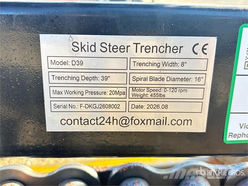 GIYI D39 39 in Skid Steer Trencher (Unused) Trenchers