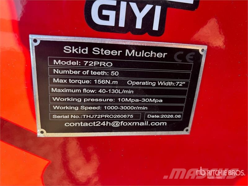 GIYI GY-72pro 72 in Skid Steer Mulcher (Unused) Trituradoras forestales