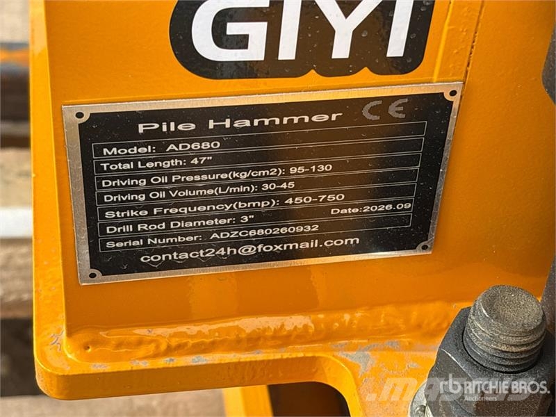  GIYI GY-AD680 Skid Steer Post Driver (Unused) Fencing equipment