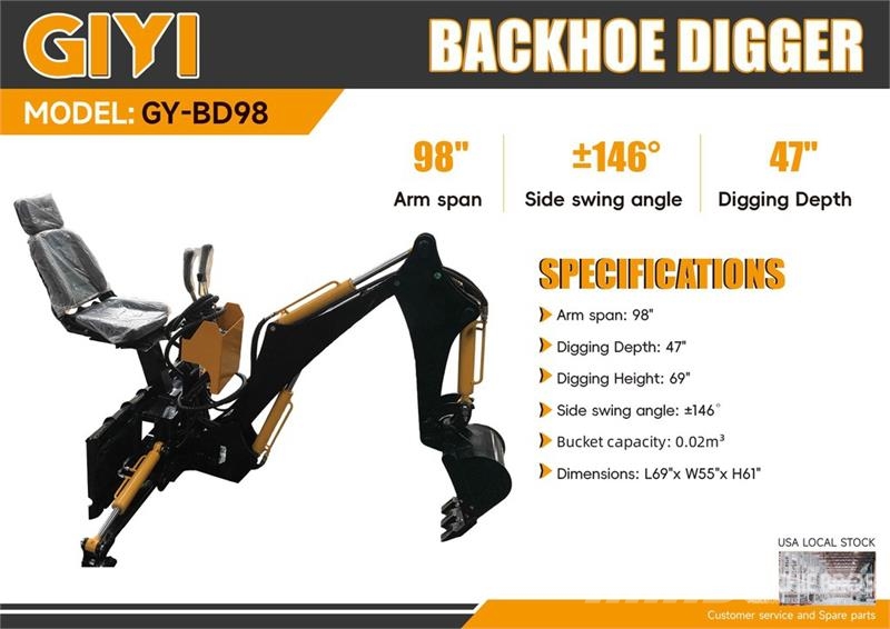 GIYI GY-BD98 47 in Skid Steer Backhoe (Unused) Pelle rétro arrière