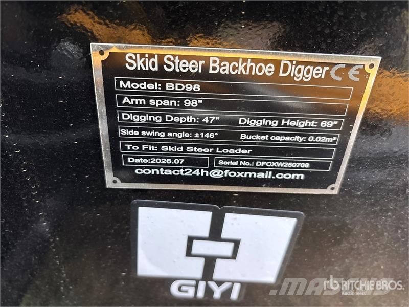  GIYI GY-BD98 47 in Skid Steer Backhoe (Unused) バックホー