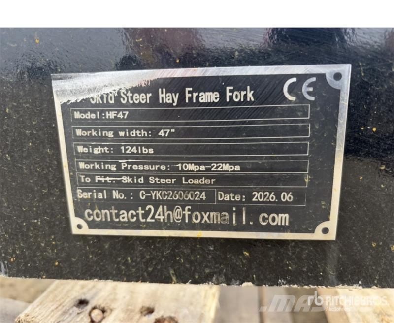 GIYI GY-BF39 39 in Mini Skid Steer Bale Spear (Unu Drugi deli
