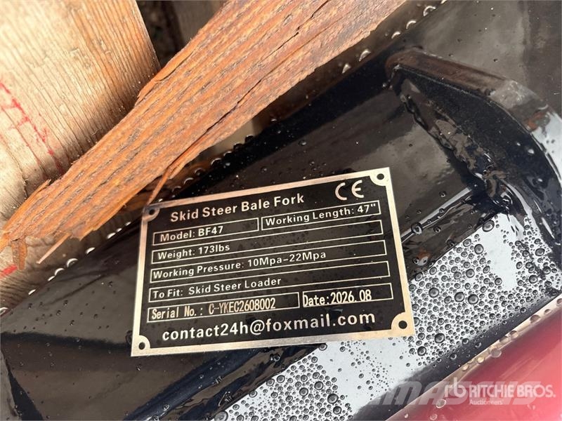 GIYI GY-BF47 47 in Skid Steer Bale Spear (Unused) Kiti naudoti statybos komponentai