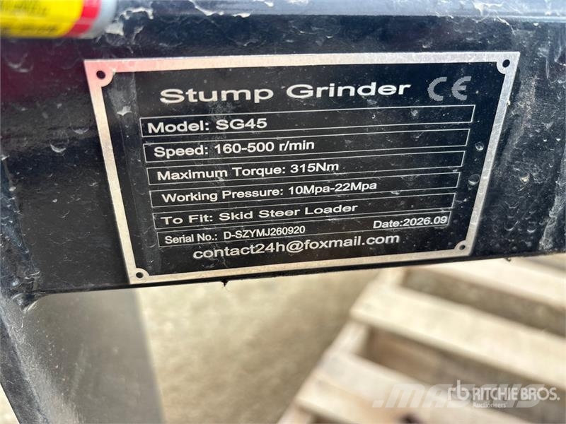 GIYI GY-BSG45 Skid Steer Stump Grinder (Unused) Power harrows and rototillers