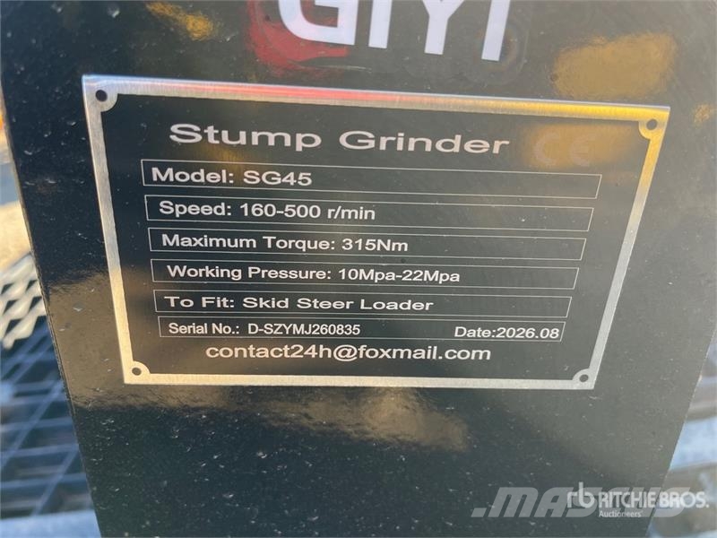 GIYI GY-BSG45 Skid Steer Stump Grinder (Unused) Grades e rototillers
