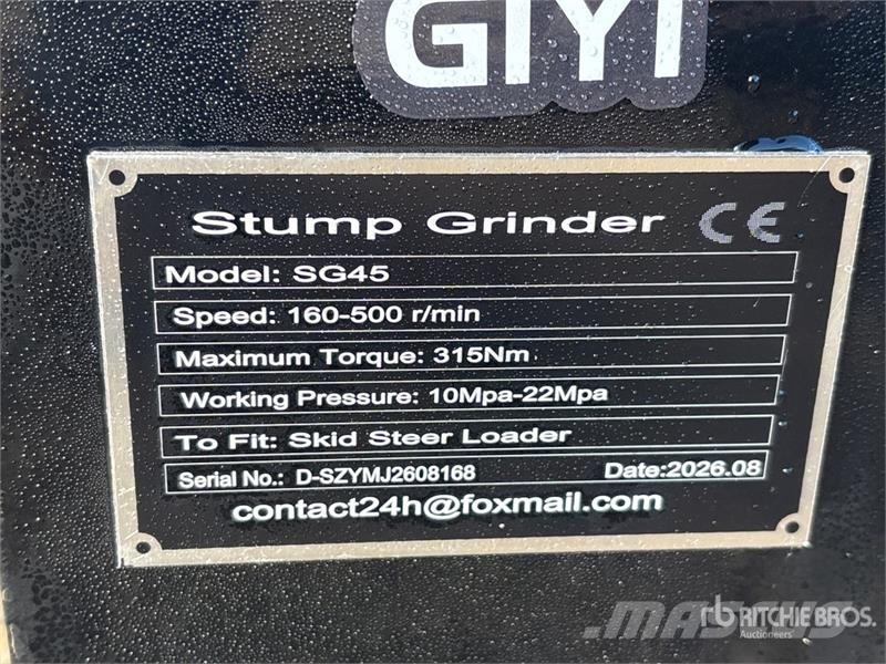 GIYI GY-BSG45 Skid Steer Stump Grinder (Unused) 動力耙和旋轉式耕耘機