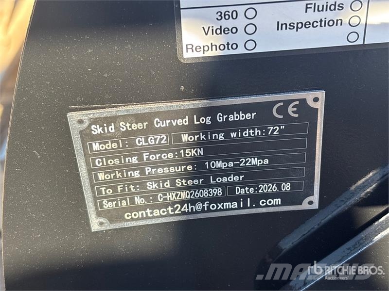 GIYI GY-CLG72 72 in Log Skid Steer Grapple (Unused Grijpers