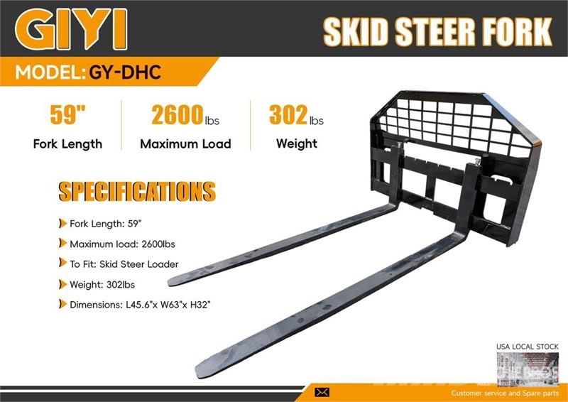 GIYI GY-DHC 59 in Skid Steer Forks (Unused) Vorken