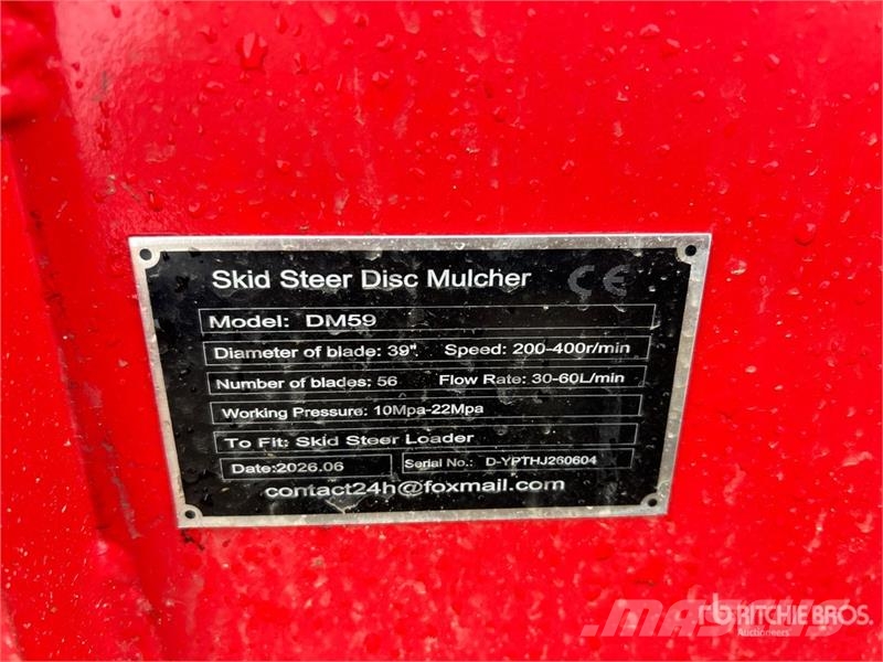 GIYI GY-DM59 39 in Disc Skid Steer Mulcher (Unused 林業覆蓋機