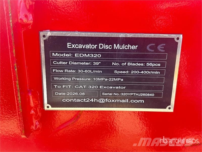 GIYI GY-EDM320 39 in Excavator Disc Mulcher - Fits Kiti naudoti statybos komponentai