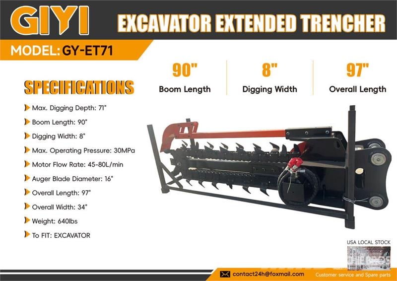 GIYI GY-ET71 90 in Excavator Extended Trencher (Un Drugi deli