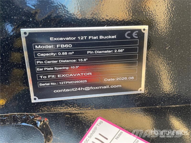 GIYI GY-FB60 58 in Cleanup Excavator Bucket - Fits バケット