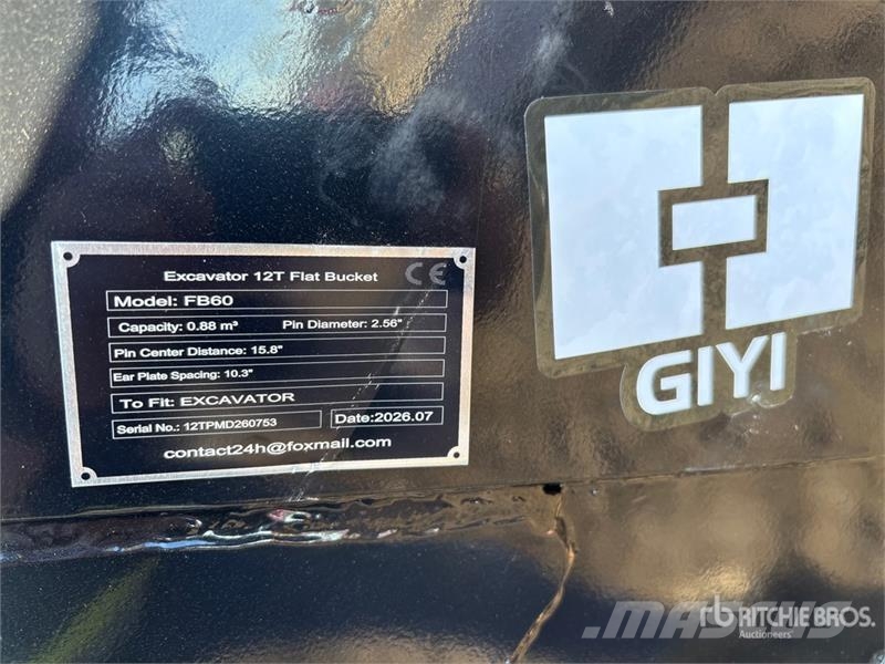  GIYI GY-FB60 60 in 0.88 m3 Cleanup Excavator Bucke Skuffer