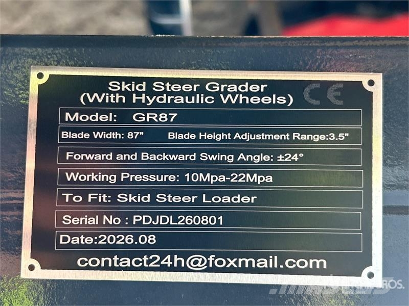  GIYI GY-GR87 87 in Skid Steer Grader (Unused) مكونات أخرى