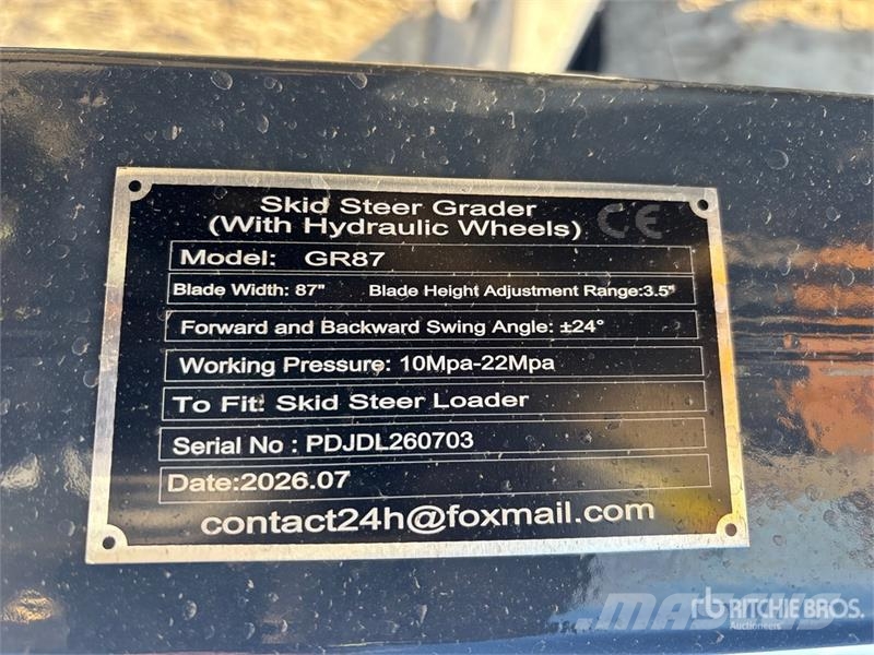  GIYI GY-GR87 87 in Skid Steer Grader (Unused) Otros componentes