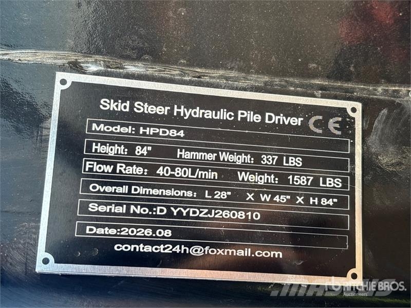GIYI GY-HPD84 Hydraulic Skid Steer Post Driver (Un Fencing equipment