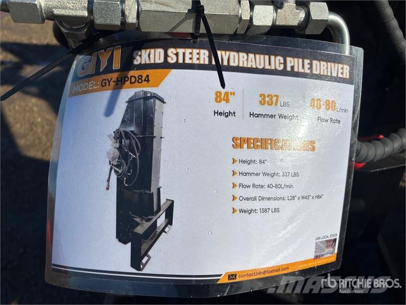 GIYI GY-HPD84 Hydraulic Skid Steer Post Driver (Un Fencing equipment