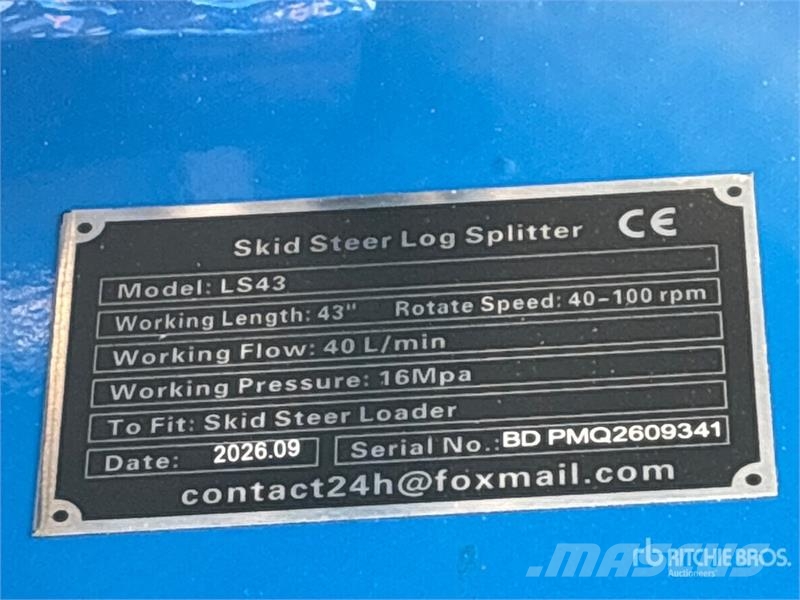  GIYI GY-LS43 43 in Skid Steer Log Splitter (Unused Partidoras, cortadoras y trituradoras de madera
