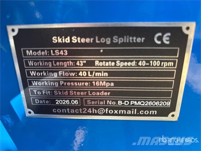 GIYI GY-LS43 43 in Skid Steer Log Splitter (Unused Holzspalter