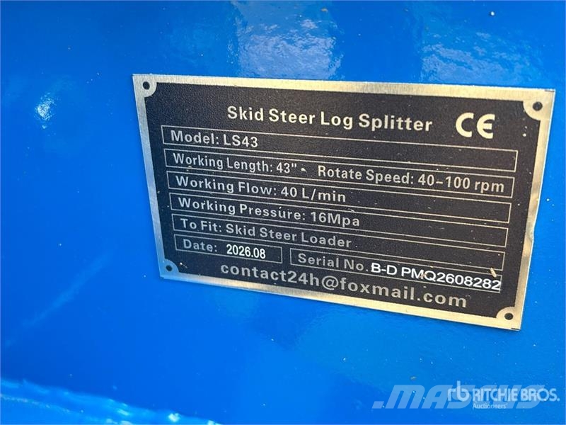 GIYI GY-LS43 43 in Skid Steer Log Splitter (Unused Sekačky a rezačky dreva