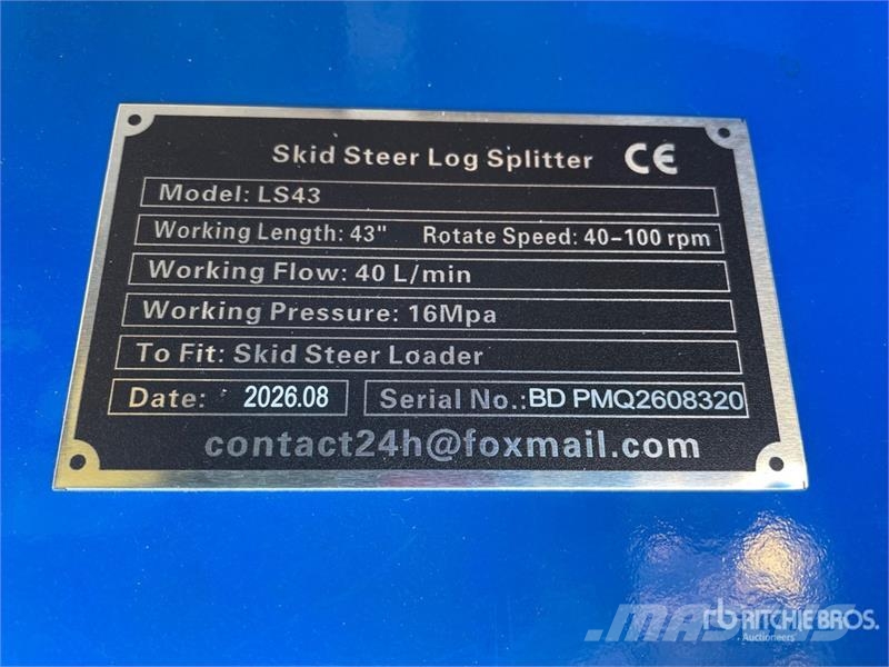  GIYI GY-LS43 43 in Skid Steer Log Splitter (Unused Divisores e cortadores de madeira
