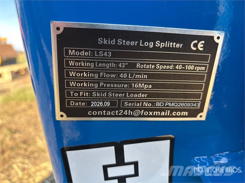  GIYI GY-LS43 43 in Skid Steer Log Splitter (Unused Partidoras, cortadoras y trituradoras de madera