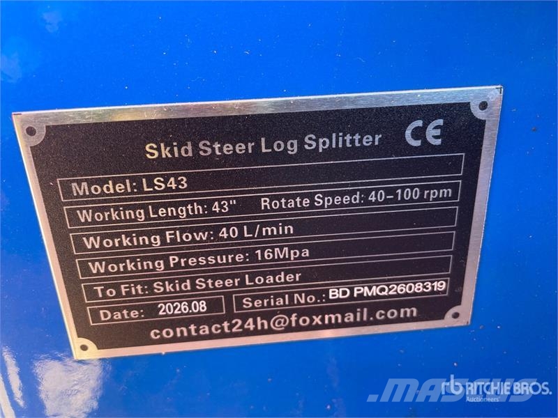 GIYI GY-LS43 43 in Skid Steer Log Splitter (Unused Divisores e cortadores de madeira