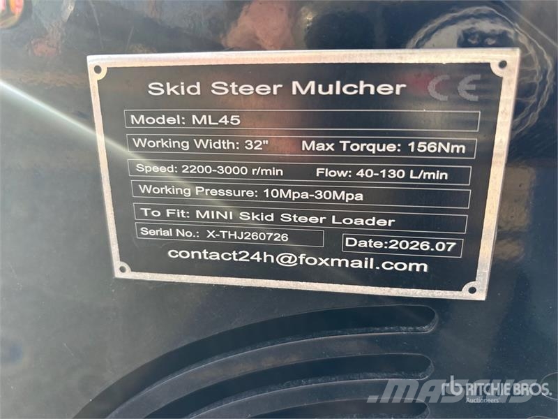  GIYI GY-ML45 32 in Skid Steer Mulcher (Unused) Forstmulcher